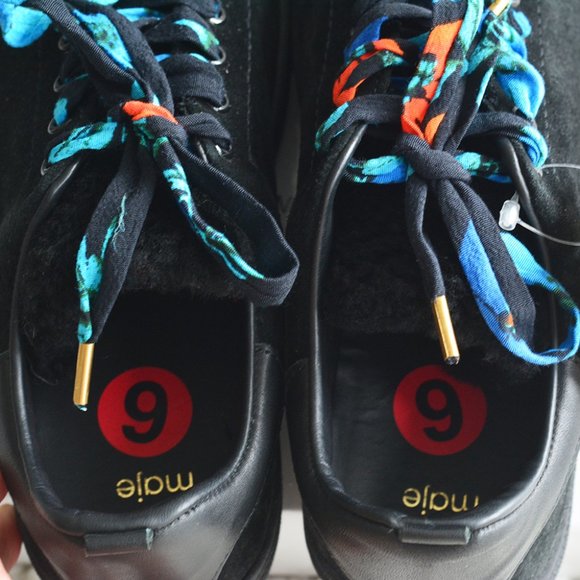 BNWT Maje Low Top Suede and Leather Trainers - Picture 5 of 8